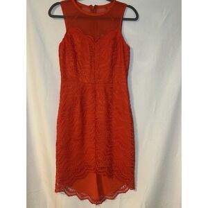 Adelyn Rae Blood-Orange Lace Shift Cocktail Dress Size‎ Small